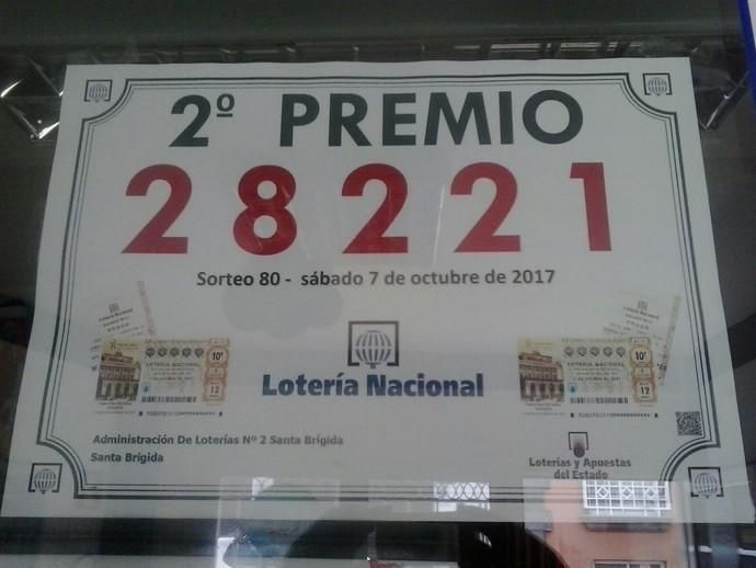 Un segundo premio de la Lotería Nacional cae en Santa Brígida