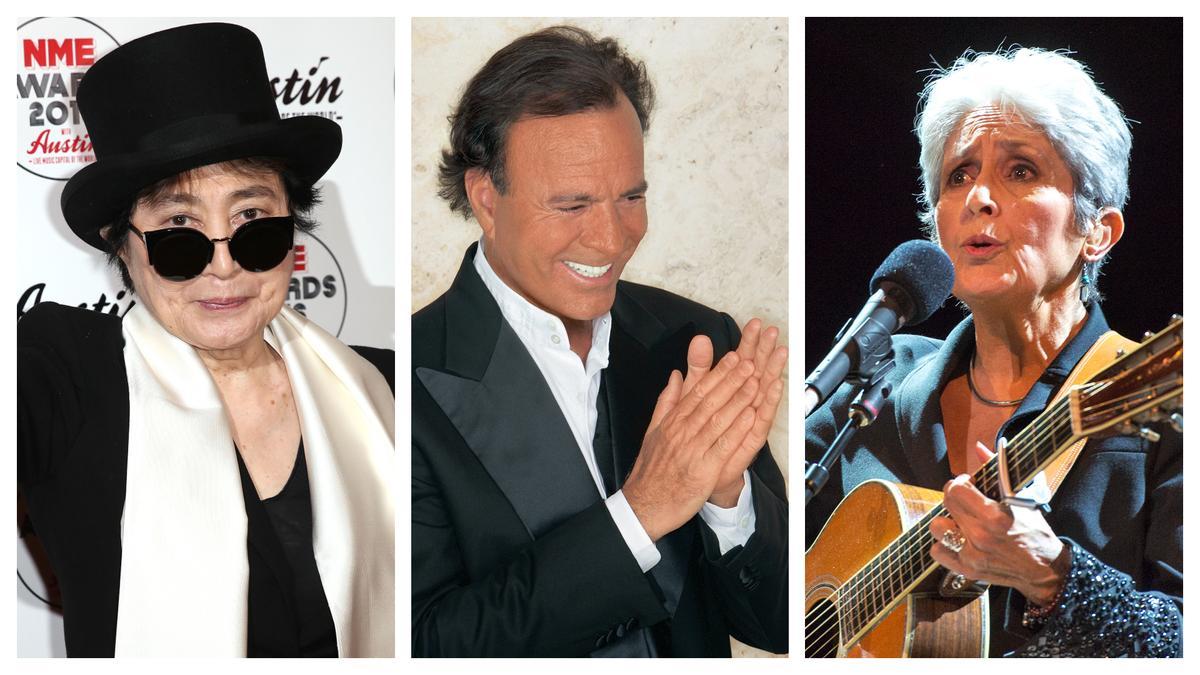 Yoko Ono, Julio Iglesias y Joan Baez