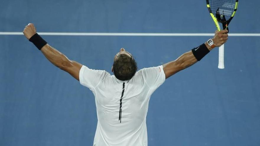 Rafel Nadal celebra la victoria de ayer ante Baghdatis.