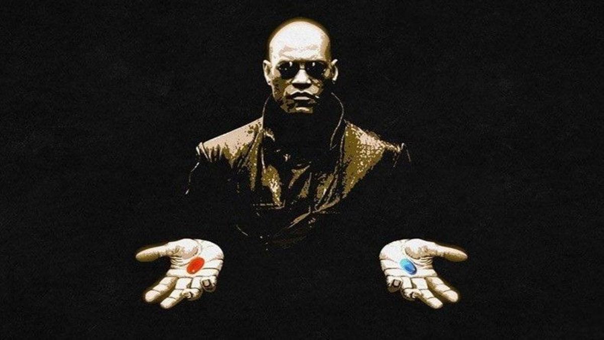 Laurence Fishburne, como Morfeo, en una ilustración inspirada en 'Matrix'.