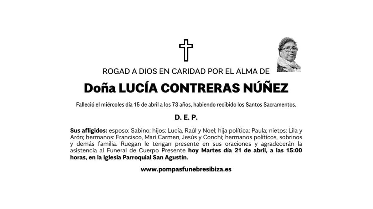 Esquela Lucía Contreras Núñez