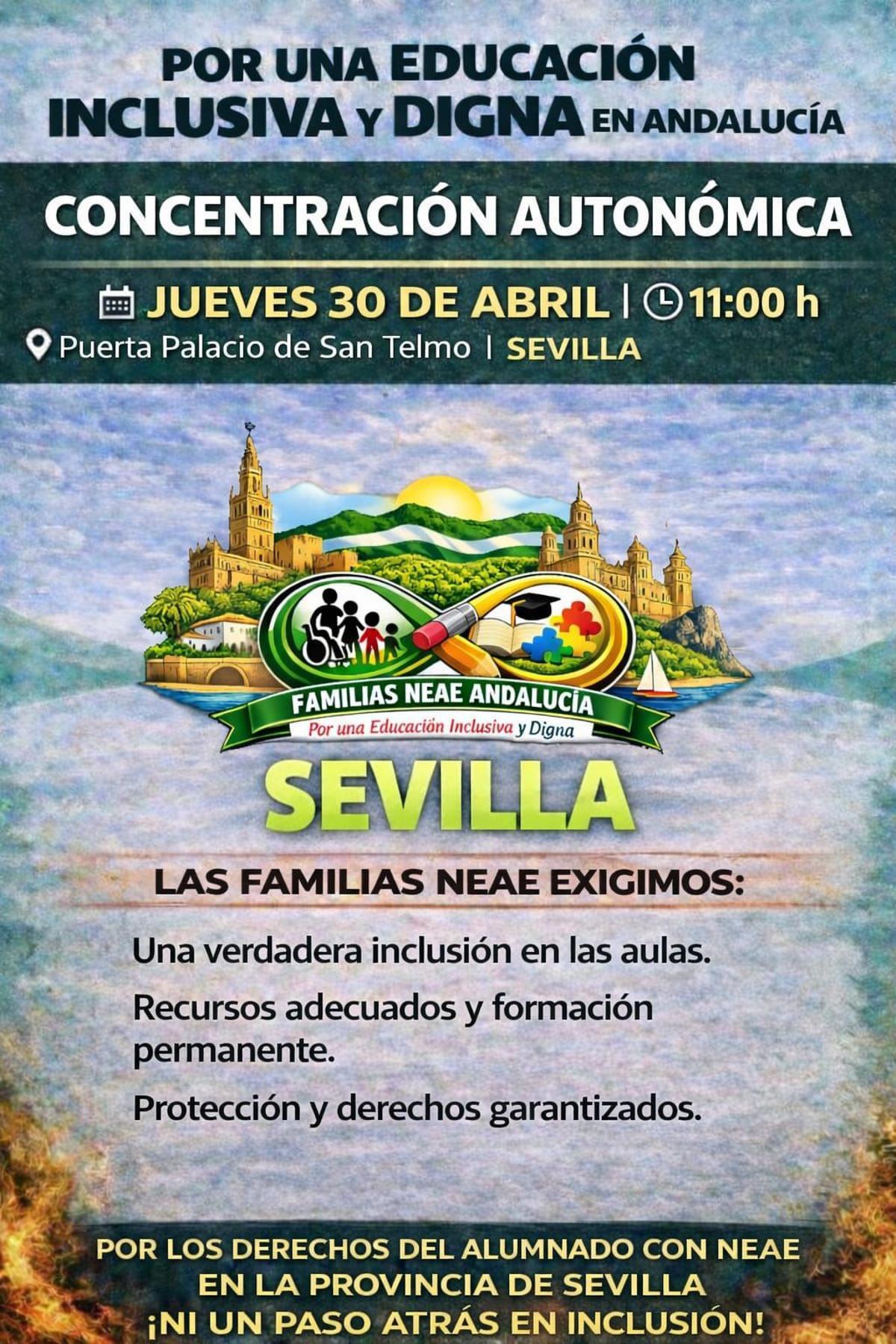 Cartel de la convocatoria para movilizarse en Sevilla el próximo 30 de abril.