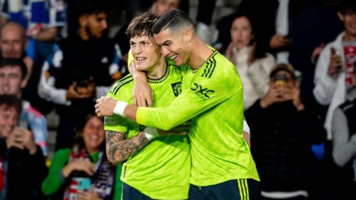 Cristiano Ronaldo celebrando un gol del Manchester United