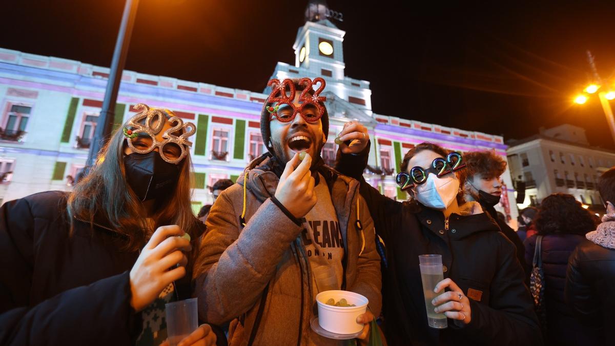 La nochevieja desde la Puerta del Sol
