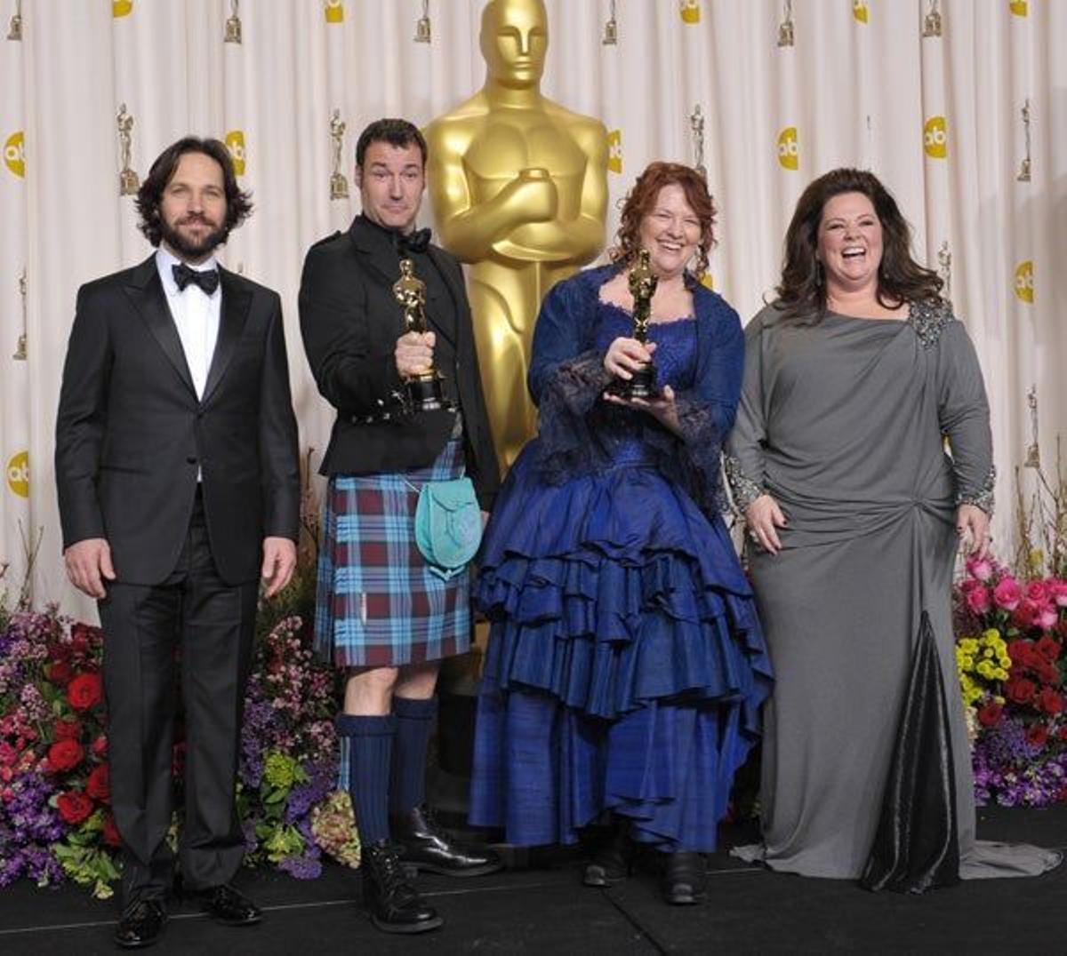 Paul Rudd, Mark Andrews, Brenda Chapman y Melissa McCarthy