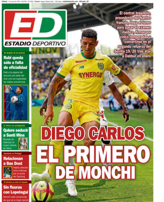 Portada ESTADIO DEPORTIVO sábado 1 de junio 2019