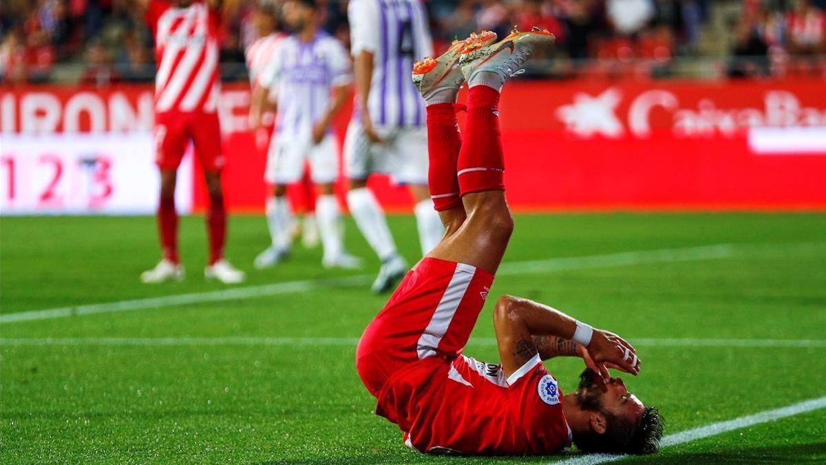 Portu se lamenta de una ocasión fallada en Montilivi ante el Valladolid.