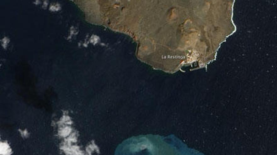 Imagen de satélite tomada de la erupción del volcán de La Restinga en El Hierro