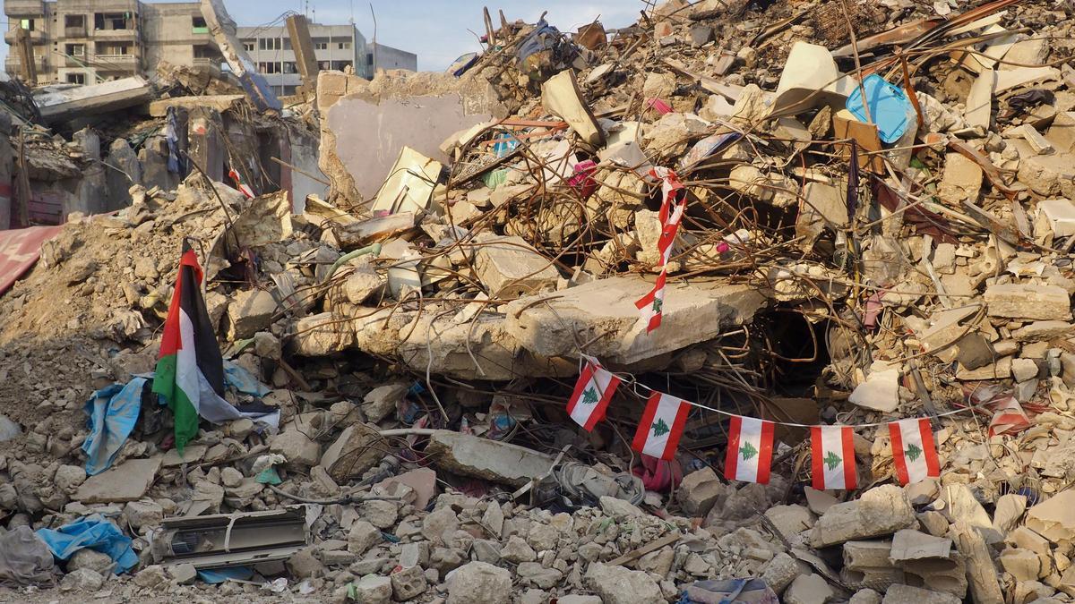 Destrucción en Nabatiye, la ciudad más desvastada de Líbano por los bombardeos de Israel