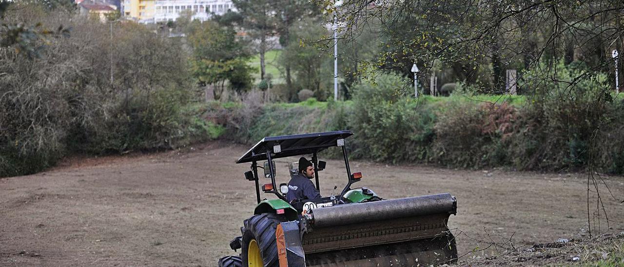 Los operarios se encargaron ayer de despejar todo el terreno donde se ubicará. |  // BERNABÉ/JAVIER LALÍN