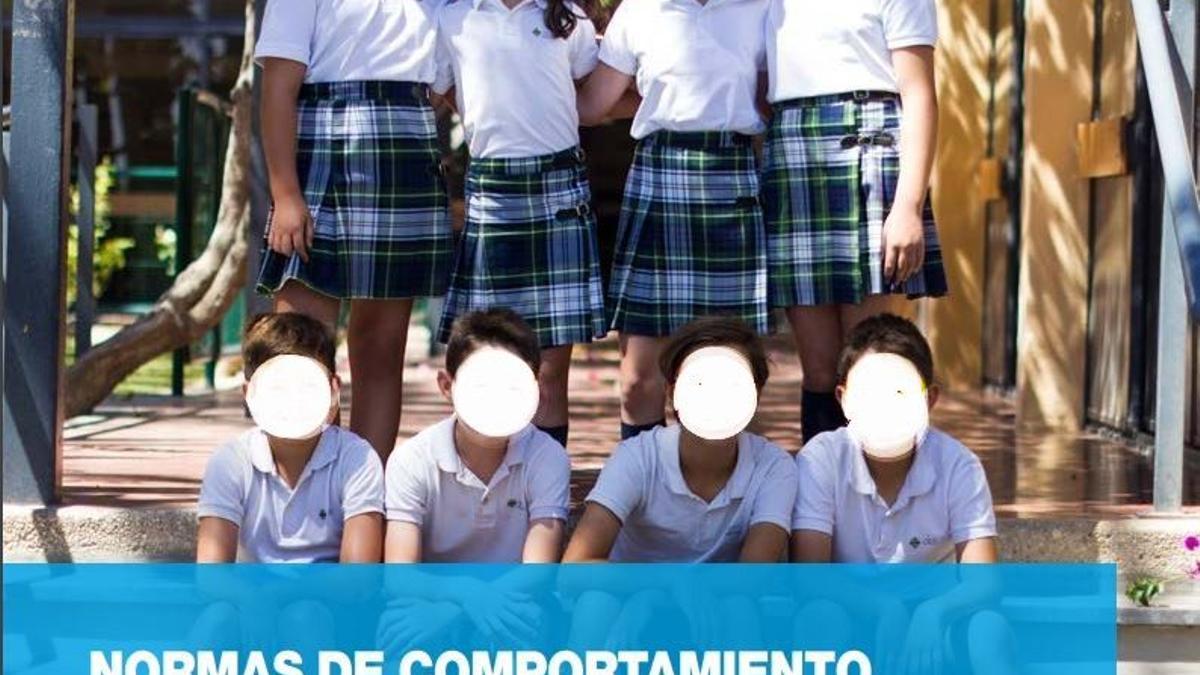 El manual de comportamiento y convivencia del propio CEU se ilustra con la foto de unas niñas con la falda más corta de lo estipulado .