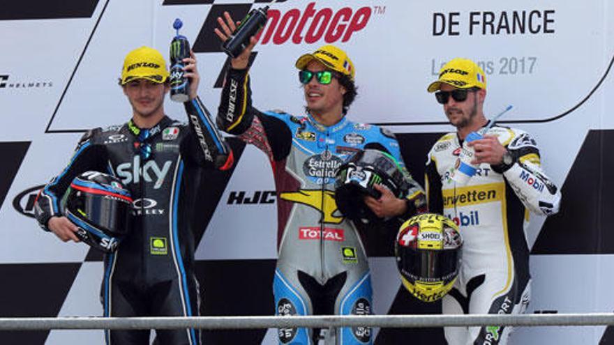 Morbidelli, Bagnaia y Luthi, en el podio.