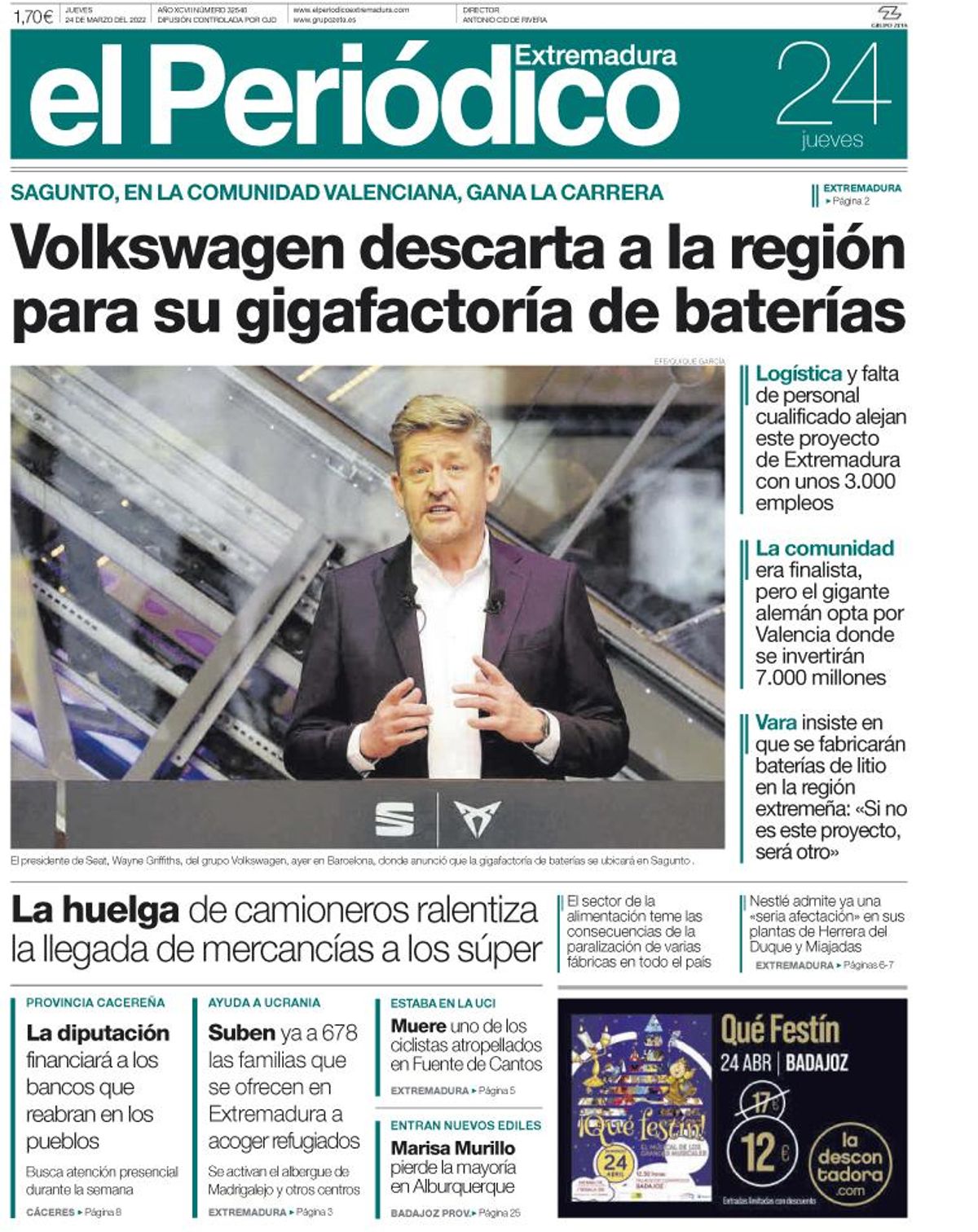 Consulta la portada correspondiente al día 24 de marzo del 2022