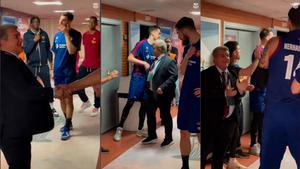 Joan Laporta anima al Barça de basket antes de la final de Copa