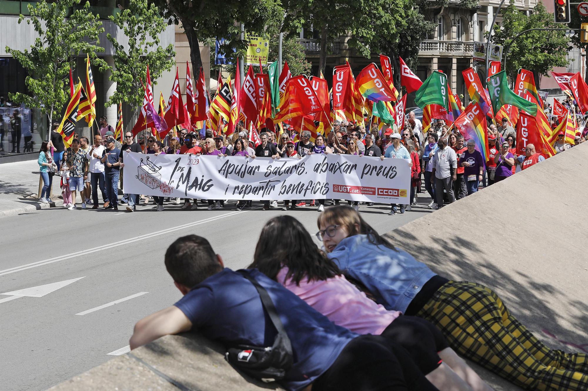 Manifestació de l'1 de maig a Girona