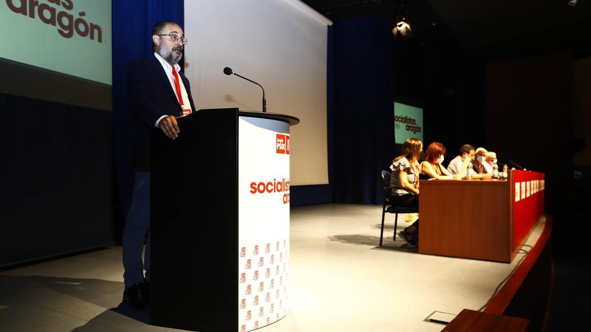 Javier Lambán, durante su intervención en el Comité Regional del PSOE.