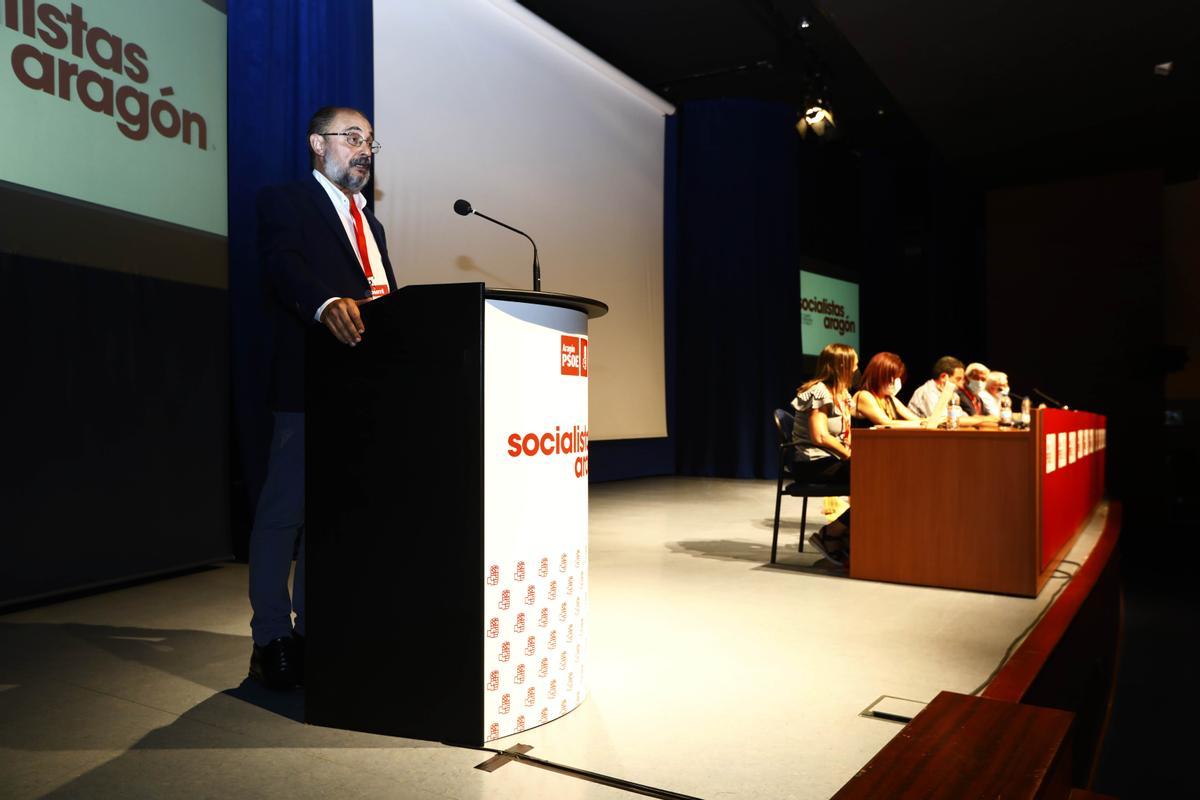 Javier Lambán, durante su intervención en el Comité Regional del PSOE.