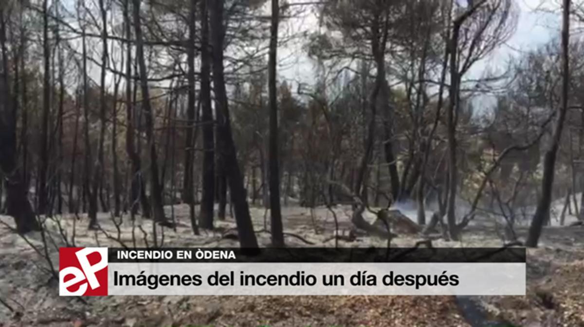 El incendio en Òdena un día después