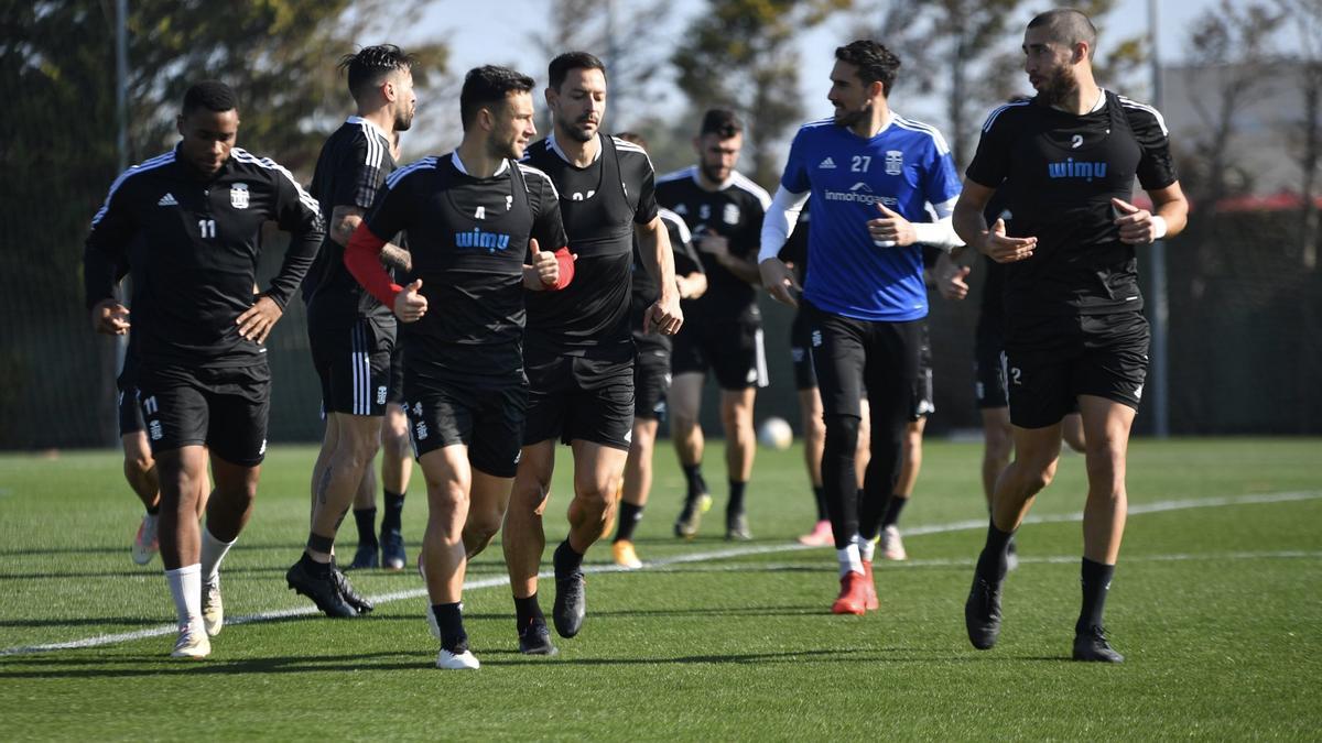 La plantilla del FC Cartagena en un entrenamiento de esta semana