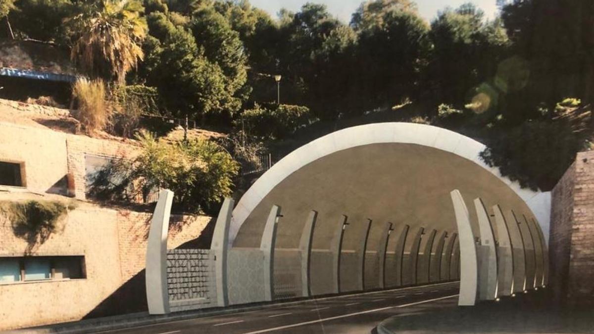 Infografía del túnel de la Alcazaba con las "costillas" que aislarán del ruido.