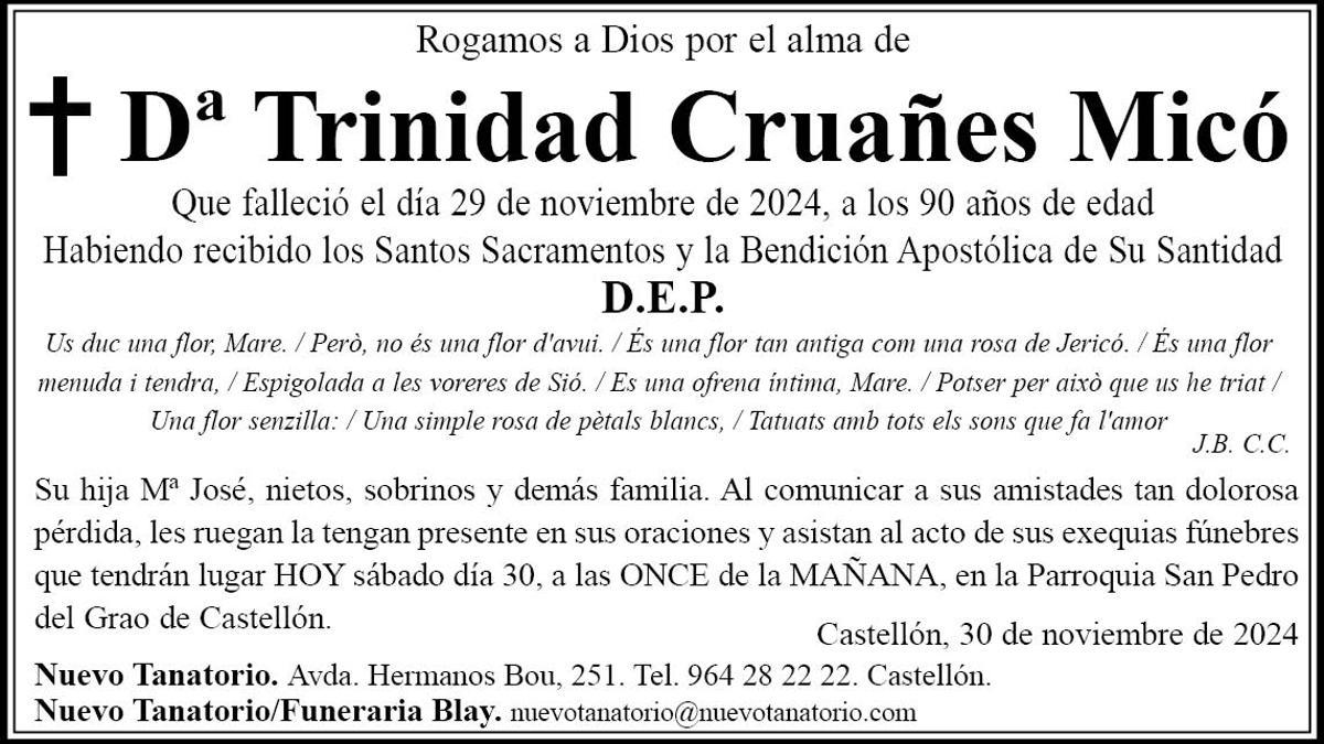 Dª Trinidad Cruañes Micó