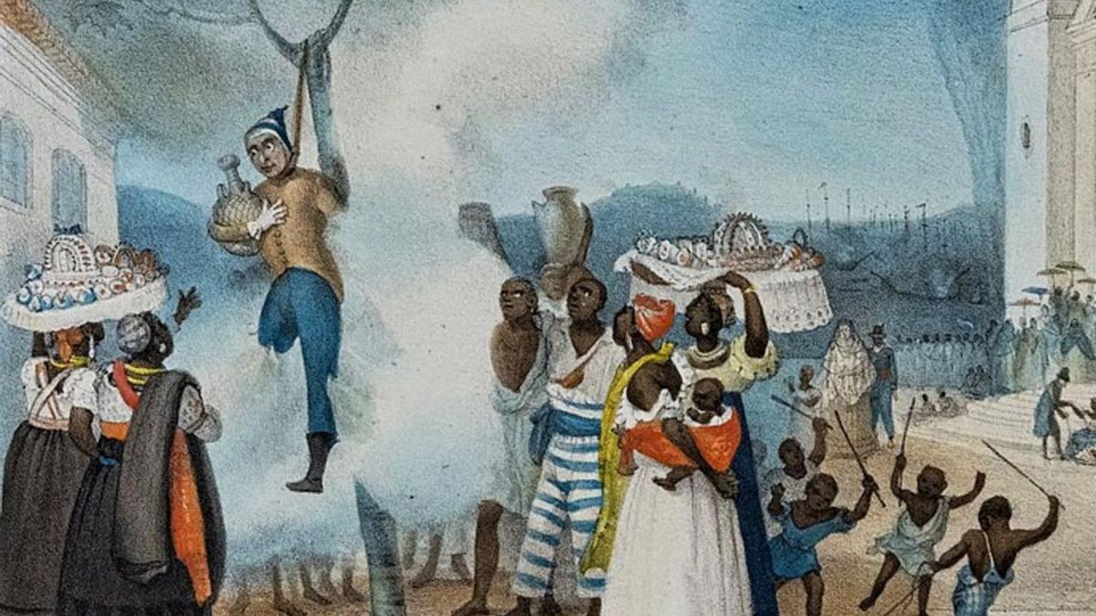 Quema de Judas en Brasil en la década de 1830, por Jean Baptiste Debret.  | | LP/DLP