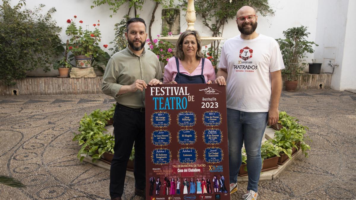 Salud Navajas, Manuel Márquez y Jose Álvarez presentan el Festival de Teatro de Santaella