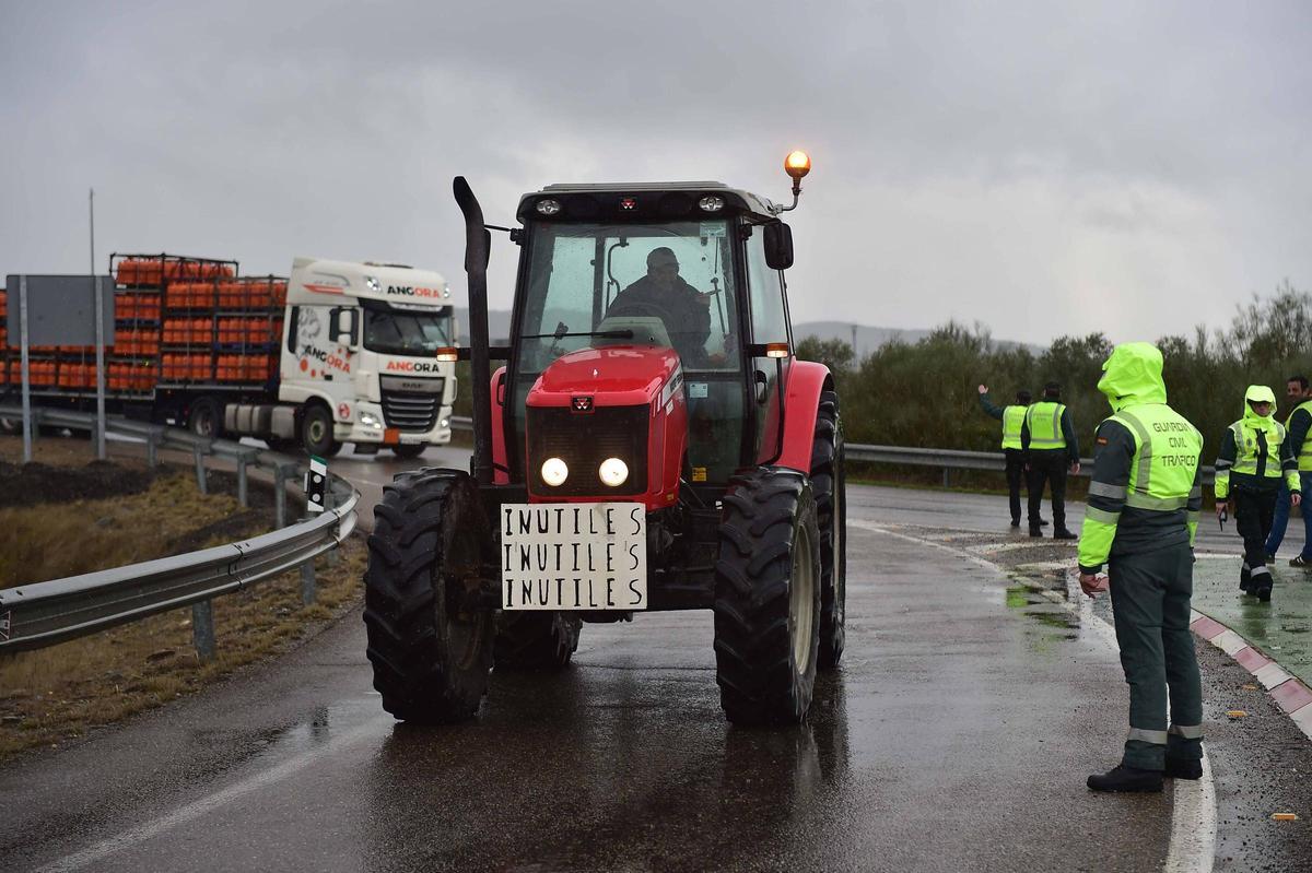 Tractorada del pasado viernes, cerca de Plasencia.