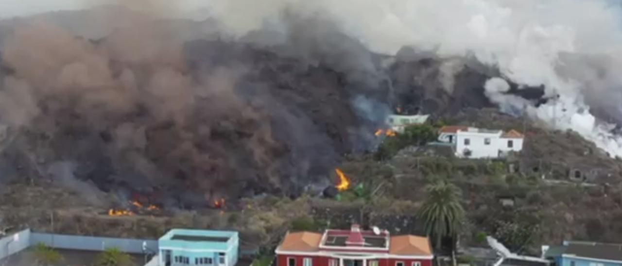 Vista aérea de la lava en Todoque