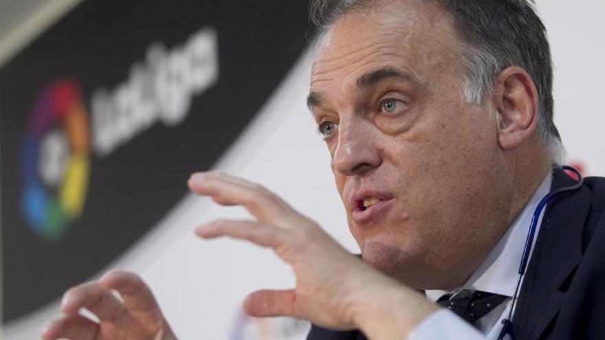 Javier Tebas, durante una rueda de prensa.