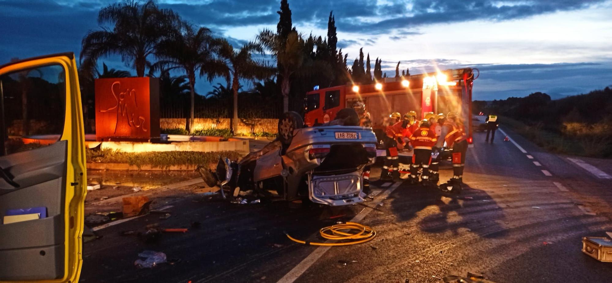 Un joven herido en un accidente de tráfico en la carretera de Sineu