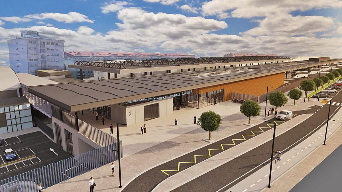 Imagen virtual de la futura estación de autobuses de la intermodal coruñesa.   | // LA OPINIÓN