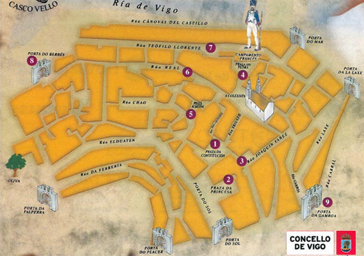 Mapa del mercadillo en el Casco Vello. / Asociación Casco Vello