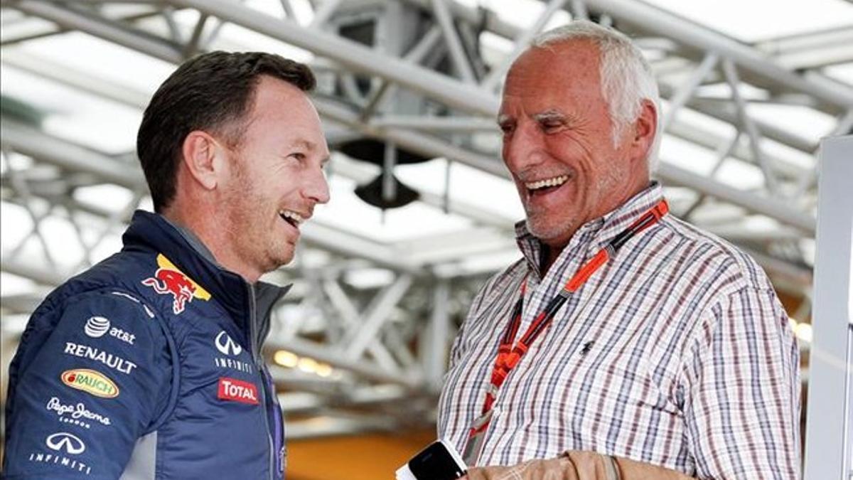 Horner y el propietario de Red Bull, Mateschitz, en el GP de Austria