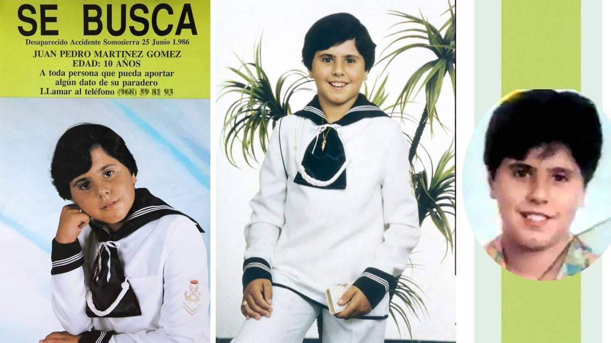 Las tres fotos que se difundieron por la desaparición del niño de Somosierra. La de la derecha, &quot;solo en carteles pequeños, de mano, no tenía mucha calidad&quot;.