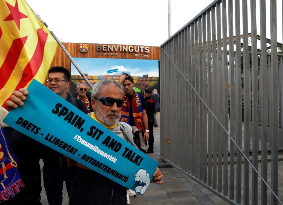 Protesta de Tsunami Democràtic junto al Camp Nou.