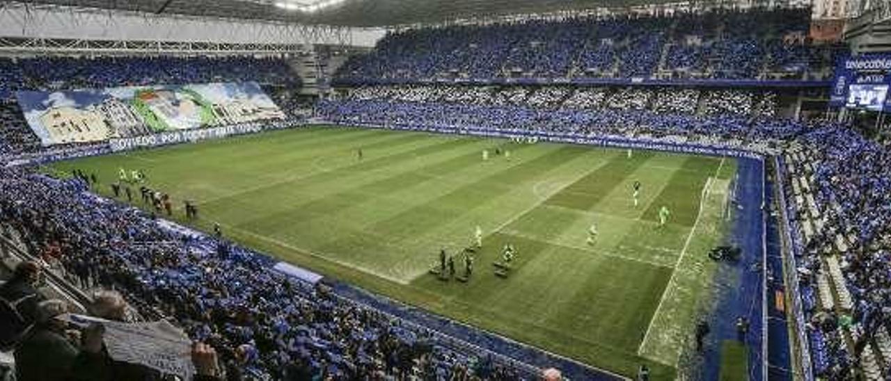 Aspecto del Tartiere en el derbi ante el Sporting de febrero (2-1).