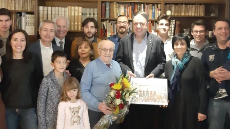 Josep Herms Mateu, amb Junyent i Ortega, i la seva família