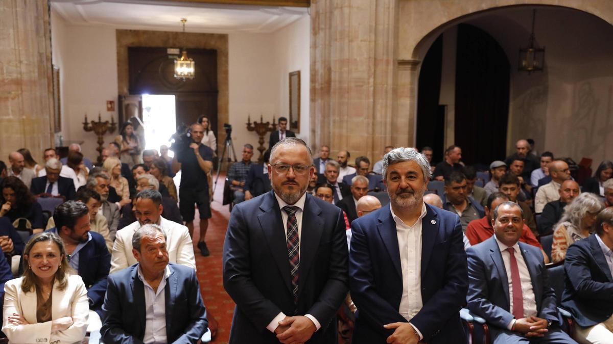 Joel García y Alejandro Calvo, este lunes en el hotel La Reconquista de Oviedo.