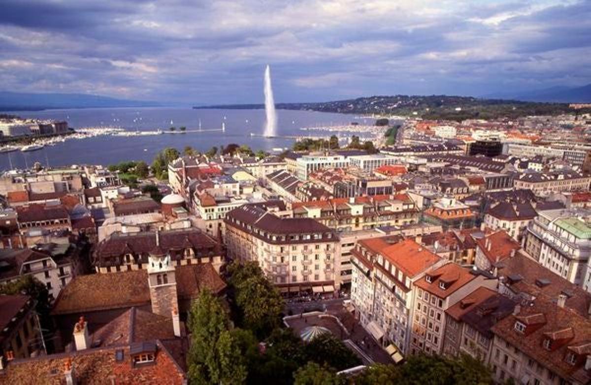 Vista aérea de la ciudad de Ginebra