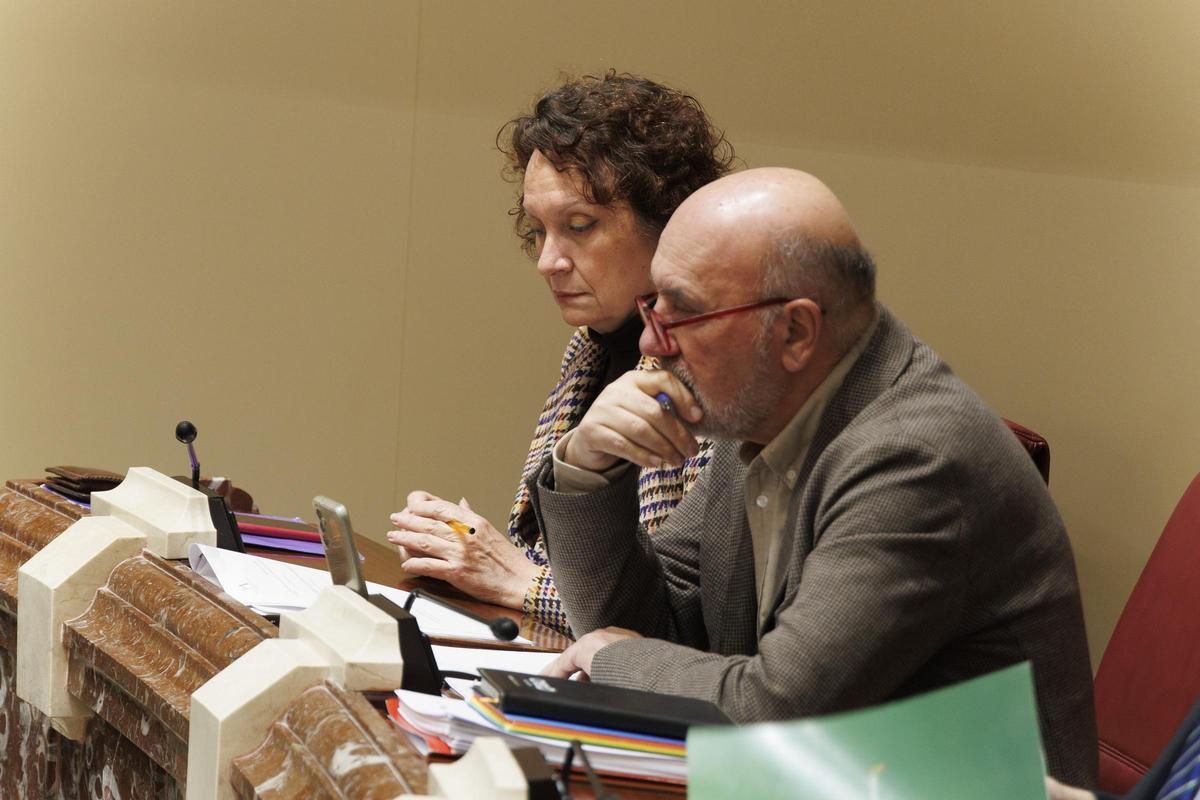 La portavoz de Podemos en la Asamblea Regional,  María Marín, durante el Pleno celebrado este miércoles.