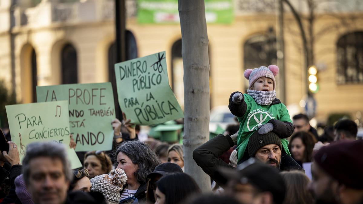 Concentración en Zaragoza durante la educativa contra la concertación de Bachillerato de enero.