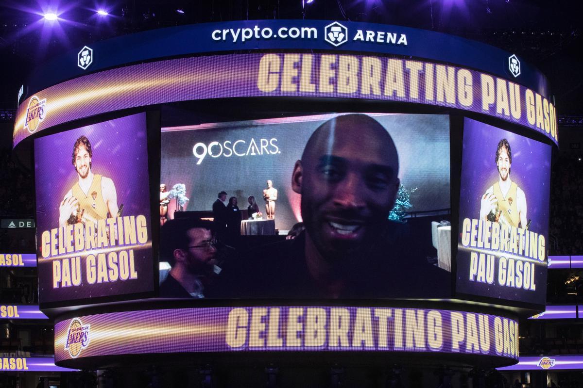 La imagen de Kobe Bryant en la celebración de Pau Gasol.