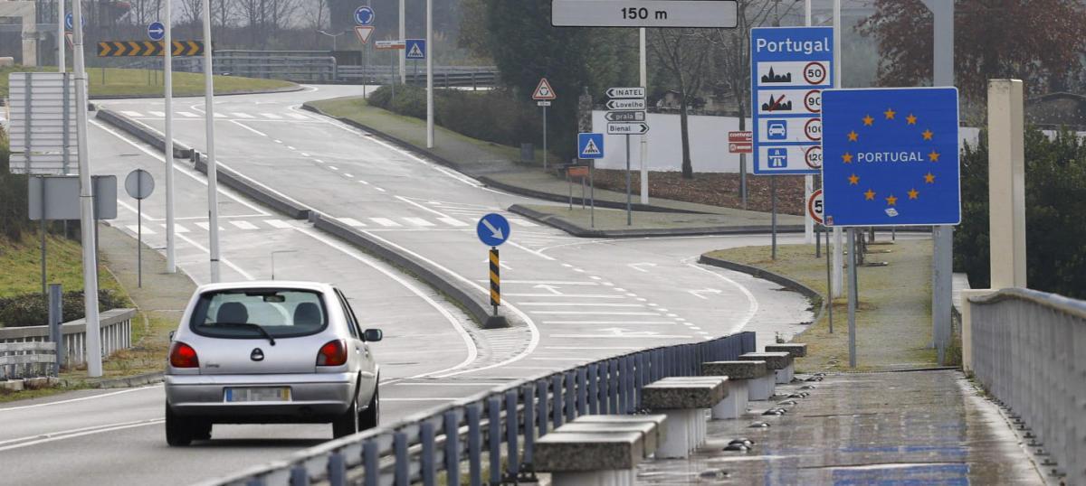 La frontera de España con Portugal, en O Porriño.