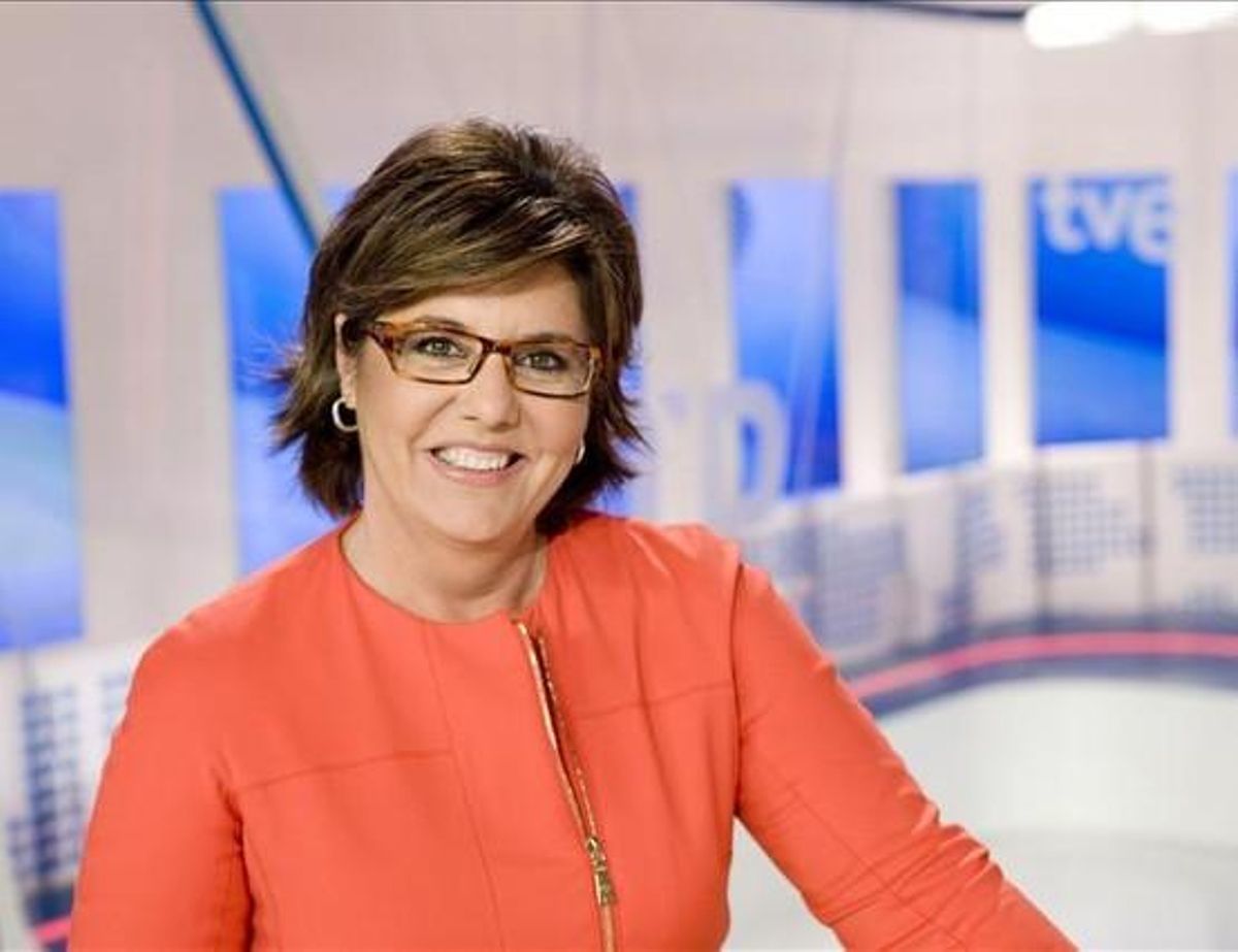 La periodista María Escario, al plató de TVE.