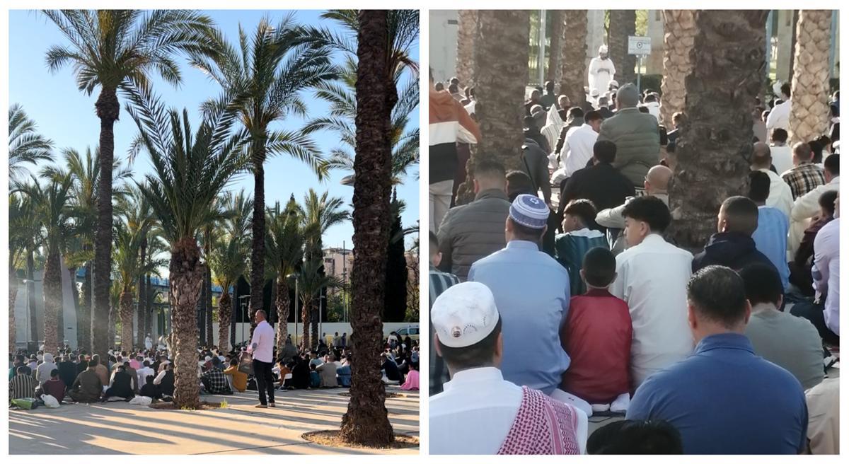 Un centenar de personas se reunieron en el parque de Rafalafena para rezar.