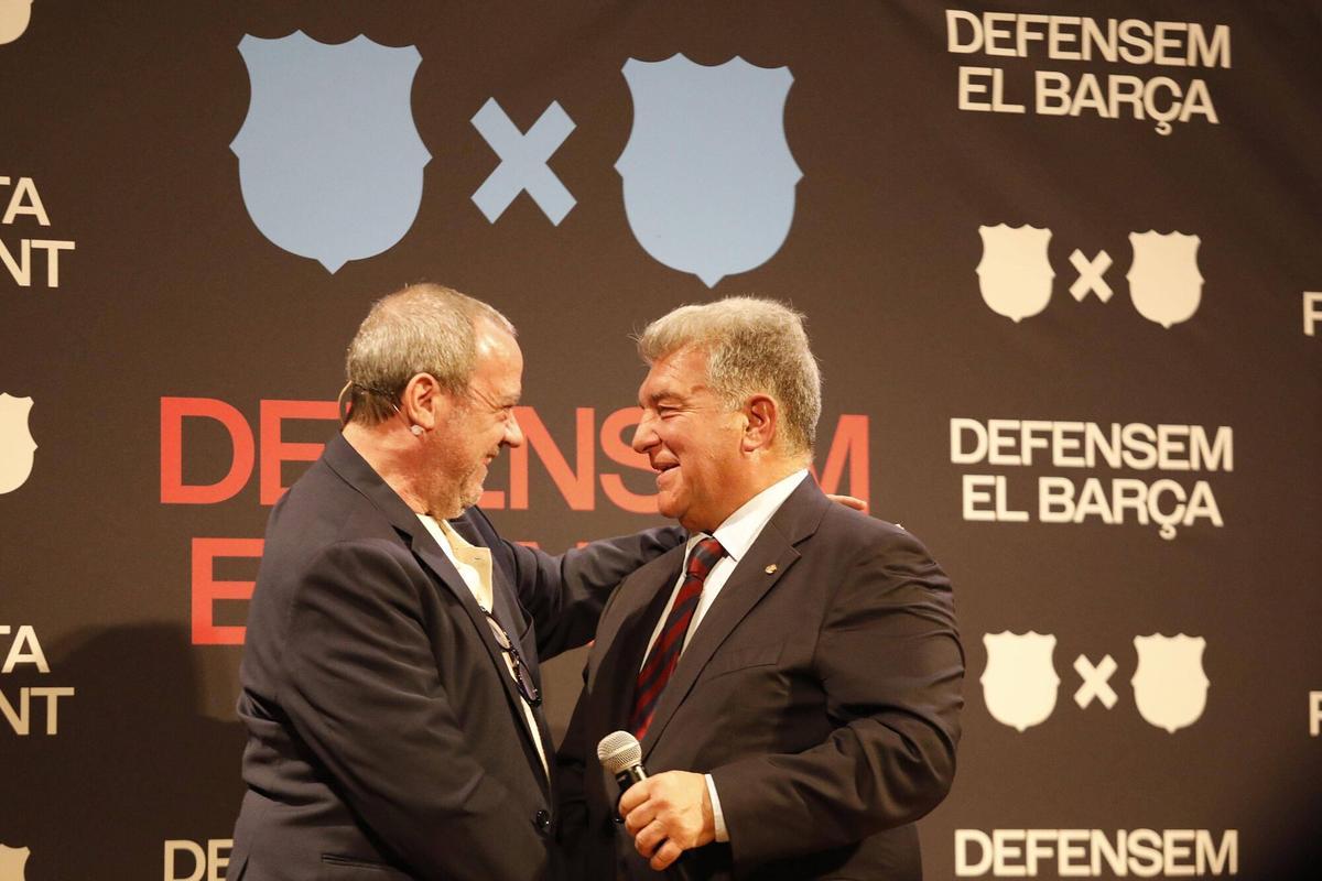 Girona. Casa Cultura. Acte electoral Joan Laporta (president del Barça FCB). Candidatura Defensem el Barça.