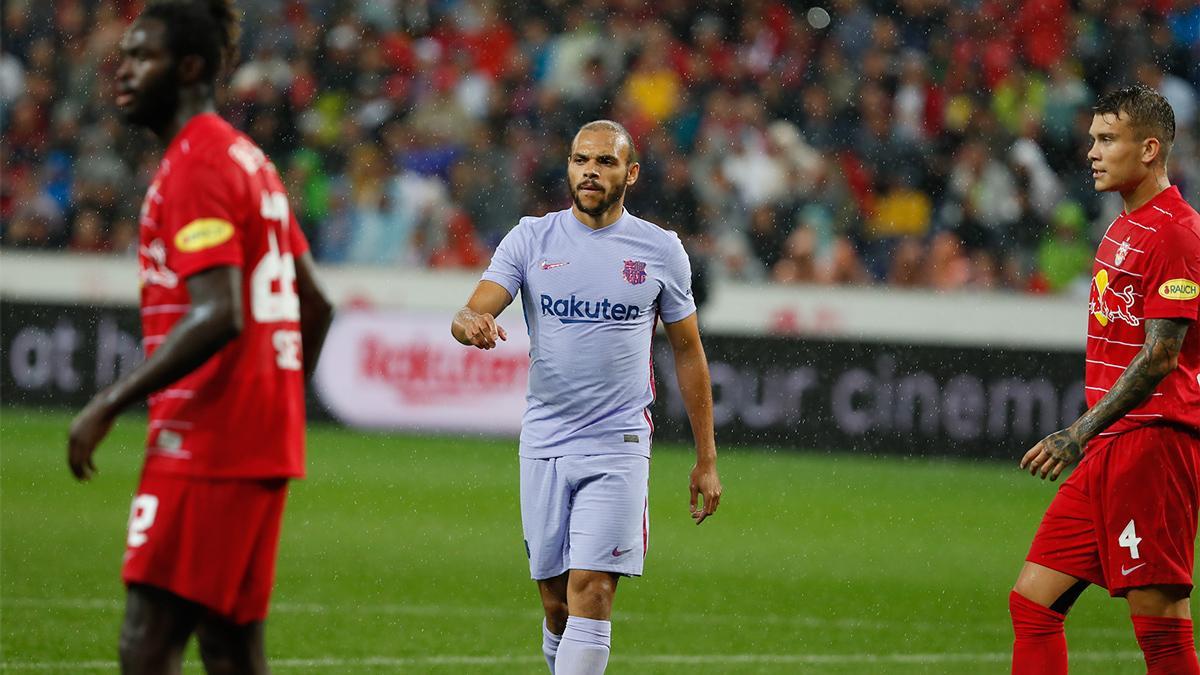 Braithwaite marcó el único gol del Barça ante el Salzburgo