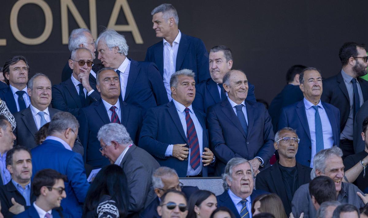 Joan Laporta, en el clásico de Montjuïc