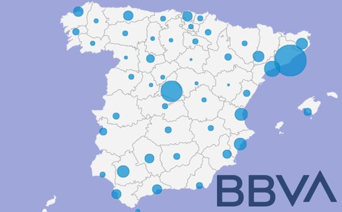 Mapa dels acomiadaments del BBVA per províncies Mapa dels acomiadaments del BBVA per províncies